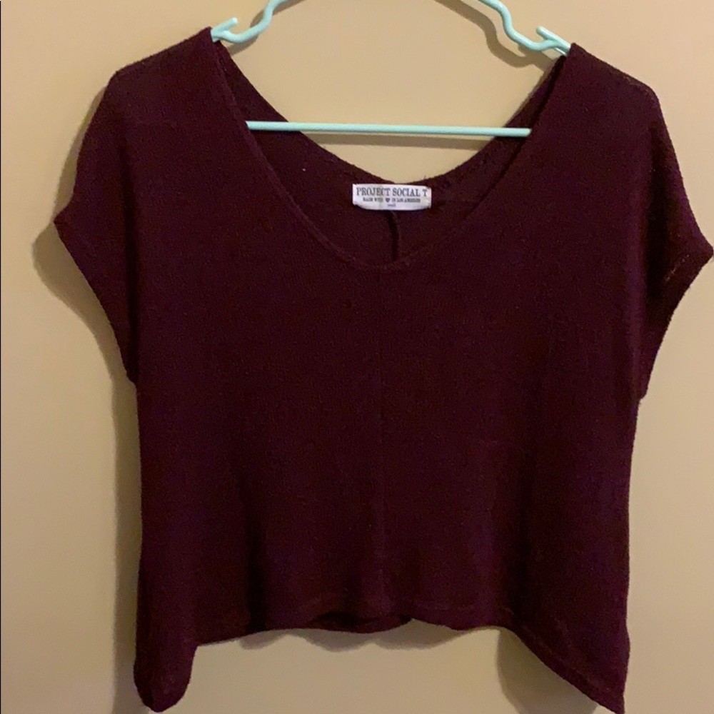 Small Knitted Maroon Crop Top